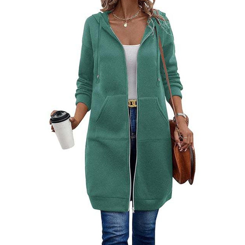 🧥 Lässig, bequem & vielseitig – Damen Kapuzenjacke in längerer Passform
