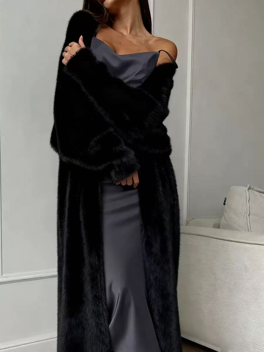 📢🎉🛍️✨Damen Langcardigan aus Kunstpelz-Fleece, flauschiger oversized Strickmantel für Herbst und Winter