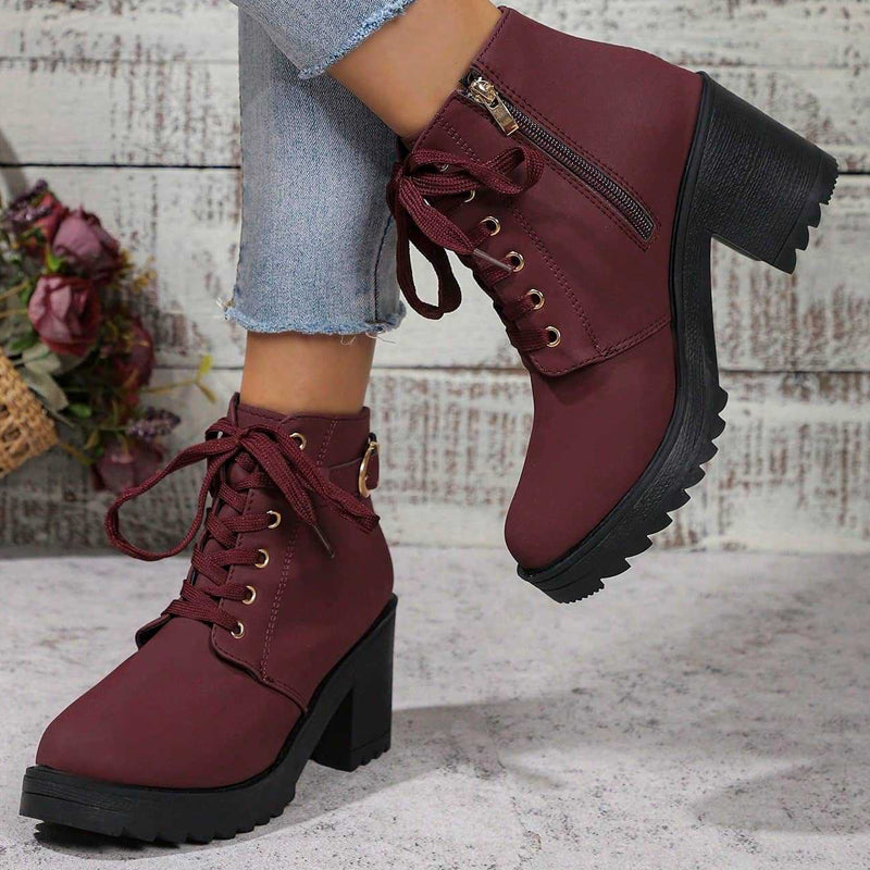 📢📢🎉✨Damen-Stiefeletten mit Blockabsatz und Plateausohle
