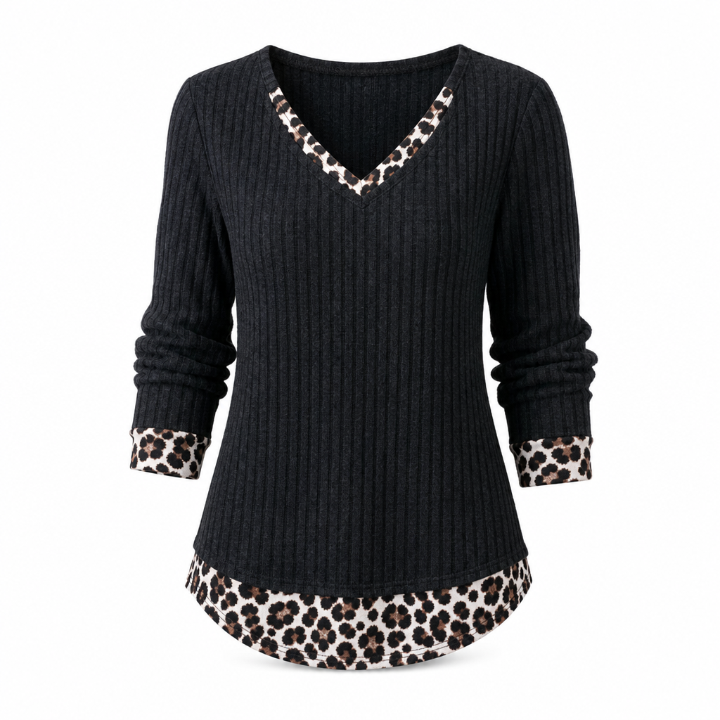 📢🎉🛍️✨Kunst-Zweiteiliger, geschichteter Strickpullover, lässiges Sweatshirt-Oberteil