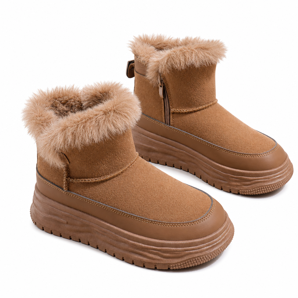 ⚡ Damen Winter Hochschaft Schneestiefel Warme Plüschgefütterte Dicke Sohle Freizeit Plateau Schuhe