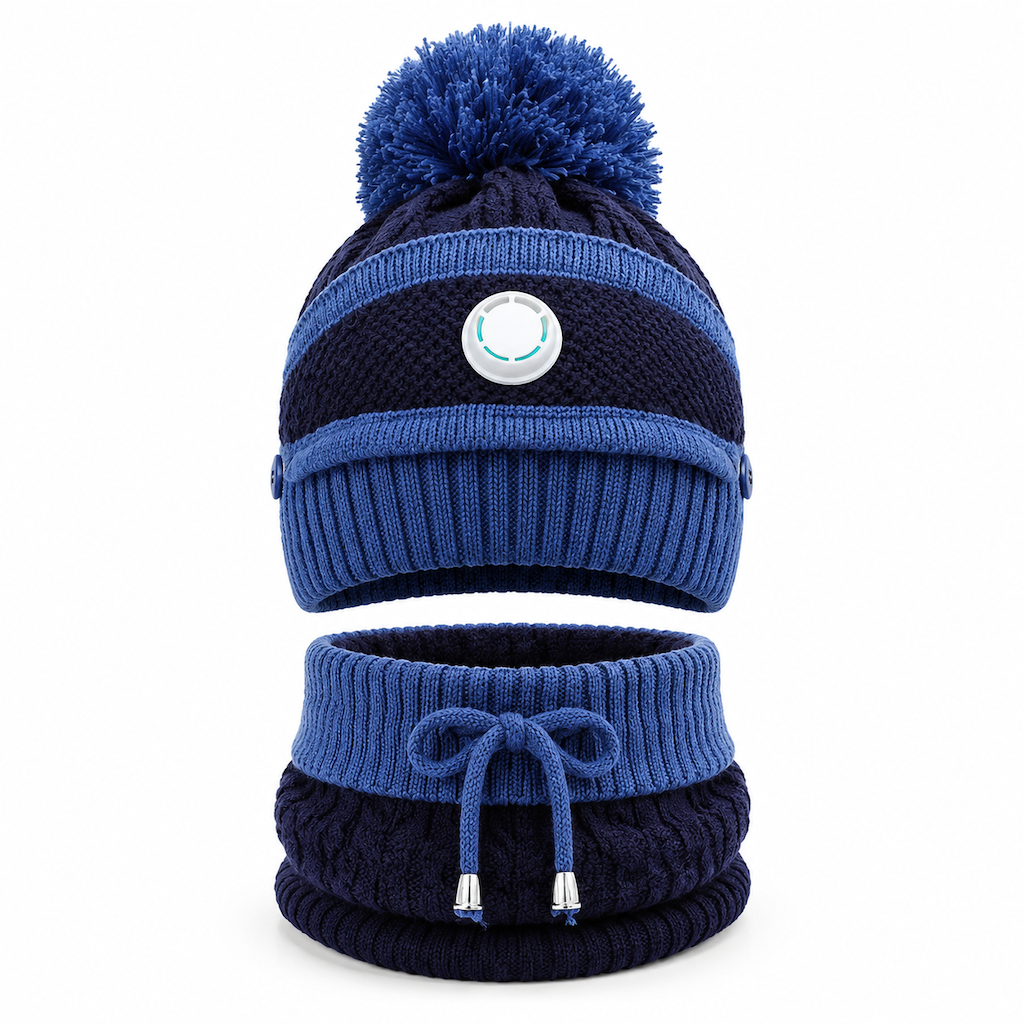 Damen Winter Warm Strickmütze mit Gesichtsmaske und Halstuch Winddicht Ohrenschutz Beanie für Radfahren