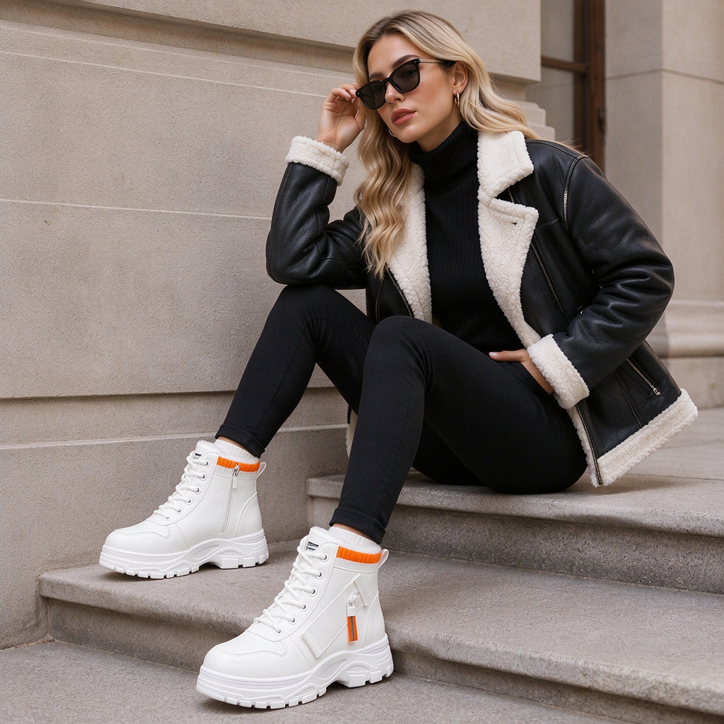 Warme Damen-Martinstiefel mit Plüschfutter
