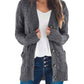 Damen Herbst Casual Langarm Button Down Open Front Zopfmuster Strickjacke