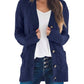 Damen Herbst Casual Langarm Button Down Open Front Zopfmuster Strickjacke