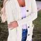 Damen Herbst Casual Langarm Button Down Open Front Zopfmuster Strickjacke