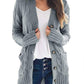 Damen Herbst Casual Langarm Button Down Open Front Zopfmuster Strickjacke