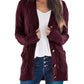 Damen Herbst Casual Langarm Button Down Open Front Zopfmuster Strickjacke