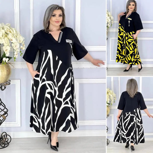 【M-4XL】2025 Плюс размер модна рокля за жени