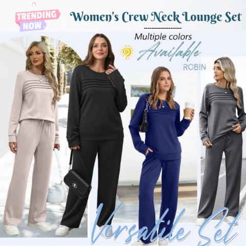 🔥💓Set aus Damen-Oberteil mit Rundhalsausschnitt und Hose mit Kordelzug