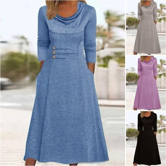 💖Дамска едноцветна памучна рокля с шнур👗