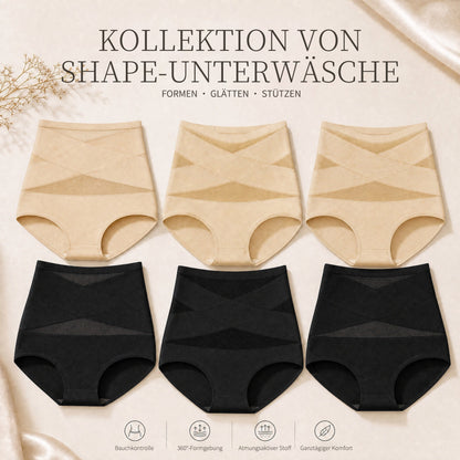 ✨Letzter Tag – Kaufe 1 bekomme 3✨Übergrößen hochgeschnittene Bauchkontroll-Slips mit Kreuz-Design