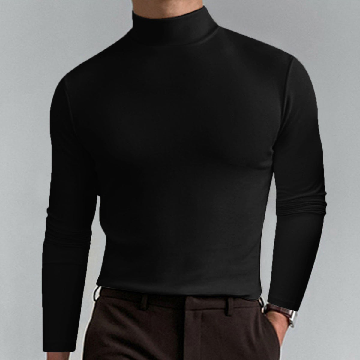 🔥🔥Slim Fit Langarm-T-Shirt für Herren mit Stehkragen