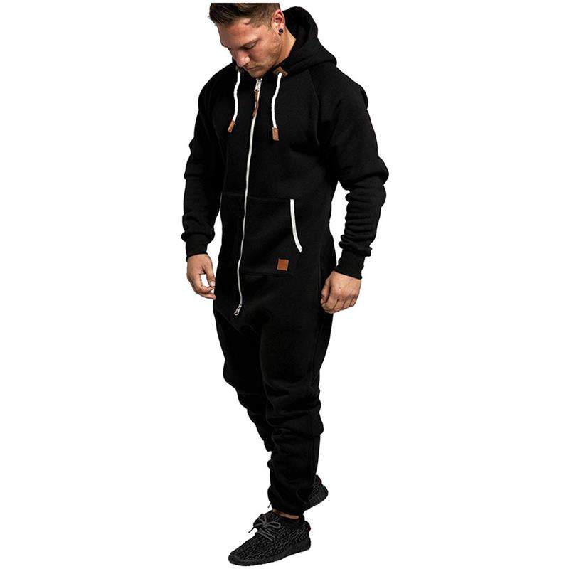 Kapuzen-Fleece-Einteiler in Uni-Farbe – Warm und gemütlich für Winter & Zuhause
