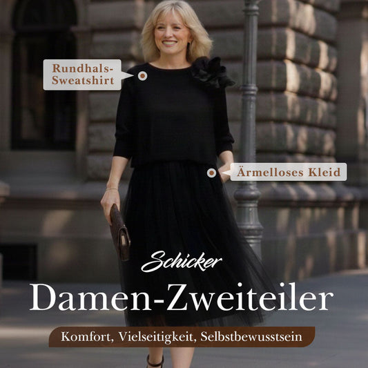 📢🎉🛍️✨Damen 2-teiliges Set (Langarm-Oberteil & ärmelloses Kleid) – Vielseitig, Weicher Stoff & Perfekt zum Schichten 🛍️