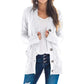Damen Herbst Casual Langarm Button Down Open Front Zopfmuster Strickjacke