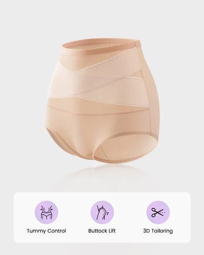 ✨Letzter Tag – Kaufe 1 bekomme 3✨Übergrößen hochgeschnittene Bauchkontroll-Slips mit Kreuz-Design