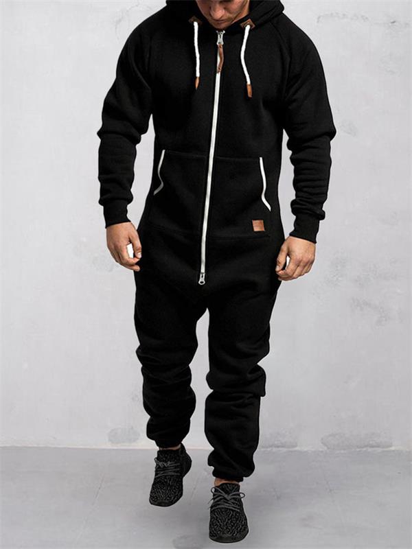 Kapuzen-Fleece-Einteiler in Uni-Farbe – Warm und gemütlich für Winter & Zuhause