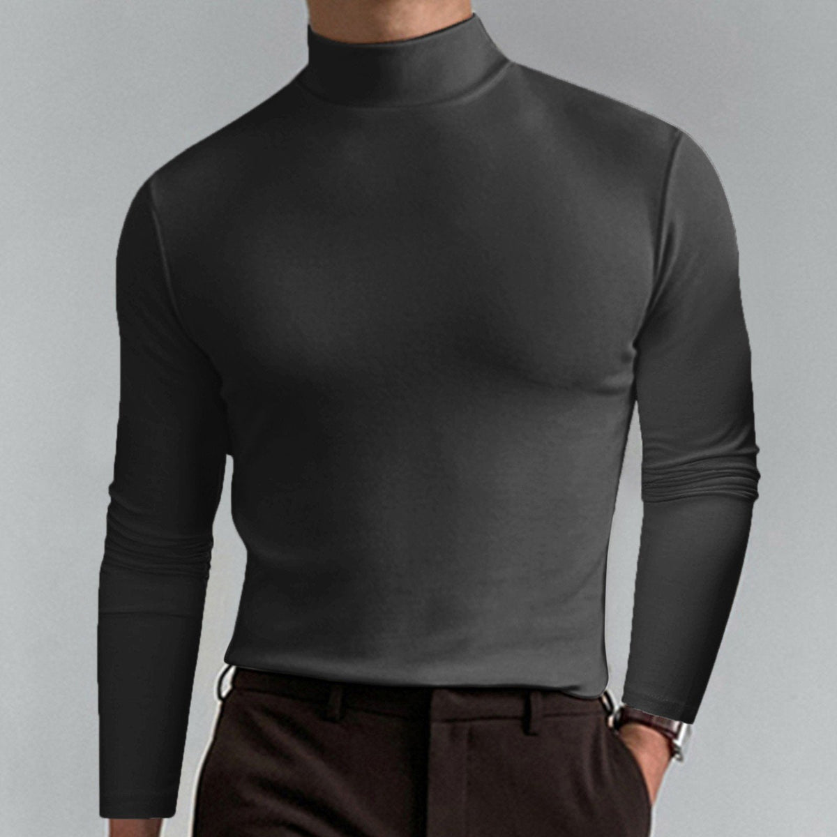 🔥🔥Slim Fit Langarm-T-Shirt für Herren mit Stehkragen