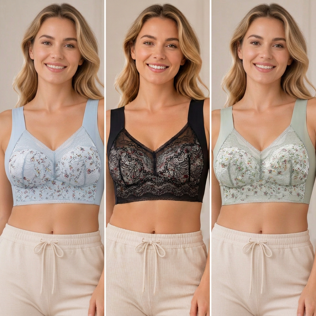 Nahtloser Stütz-BH mit Blumenmuster und Spitze für Damen