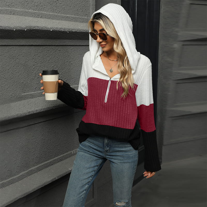 🎁⏳Kapuzenpullover mit Farbblockdesign für Damen