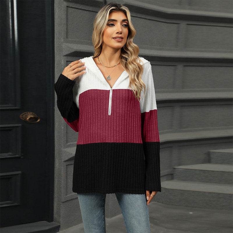 🎁⏳Kapuzenpullover mit Farbblockdesign für Damen