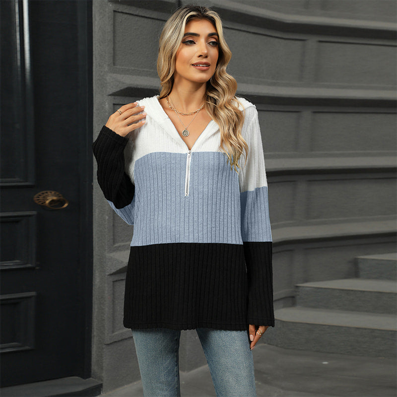 🎁⏳Kapuzenpullover mit Farbblockdesign für Damen