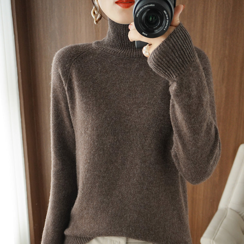 Damen-Strickpullover mit hohem Kragen und lockerem Schnitt