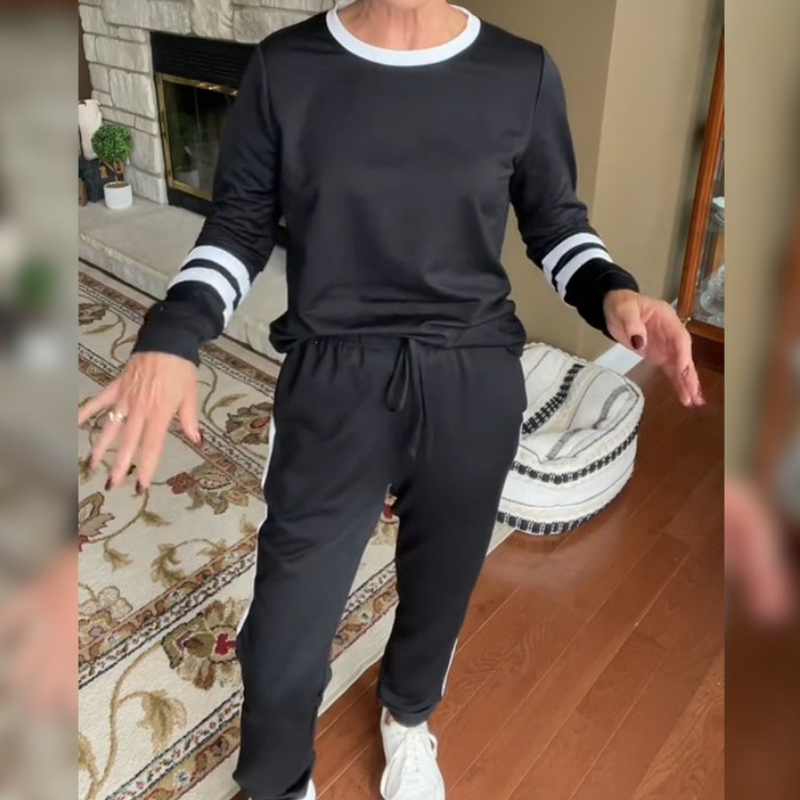 🔥Farbblock-Sweatshirt mit Rundhalsausschnitt für Frauen (2 Teile)