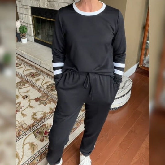 🔥Farbblock-Sweatshirt mit Rundhalsausschnitt für Frauen (2 Teile)