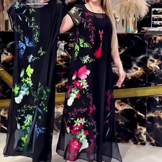 🌸Дамски елегантни флорални тюл рокля