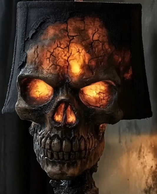 ⏰ Най-ниска цена ☠️ Настолна лампа с мотив на череп и пламъци