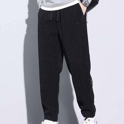 🔈🔈🔥Herrenhose aus Cord mit verjüngtem Schnitt, Kordelzug und Taschen