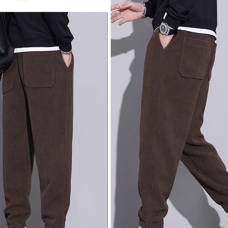 🔈🔈🔥Herrenhose aus Cord mit verjüngtem Schnitt, Kordelzug und Taschen