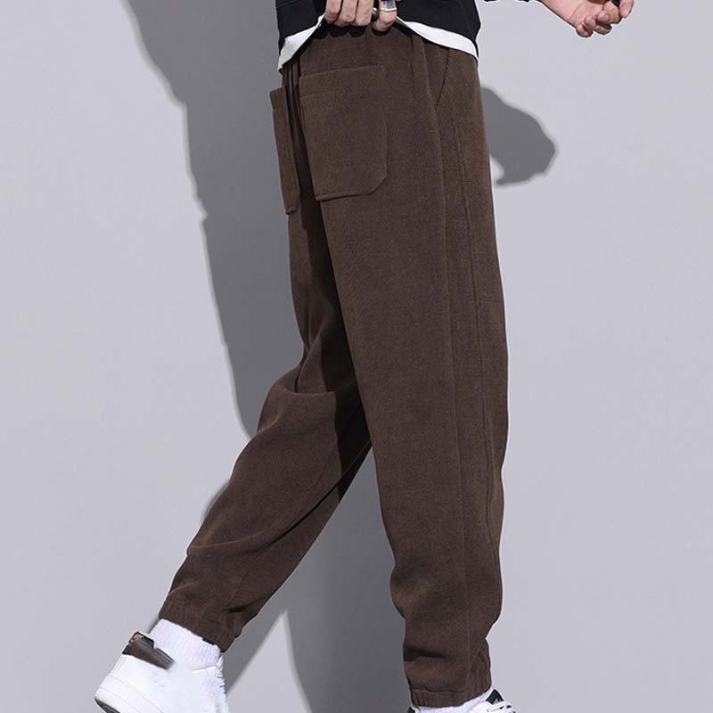 🔈🔈🔥Herrenhose aus Cord mit verjüngtem Schnitt, Kordelzug und Taschen