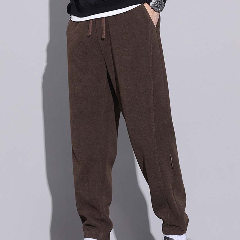 🔈🔈🔥Herrenhose aus Cord mit verjüngtem Schnitt, Kordelzug und Taschen