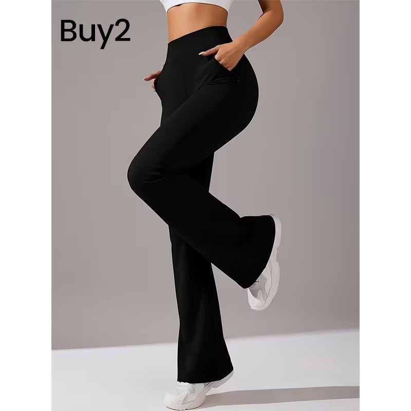 👖🔥 Elastische Bootcut-Trainingshose für Damen – Schmeichelhafter Schnitt & uneingeschränkte Bewegungsfreiheit 🧘‍♀️💨