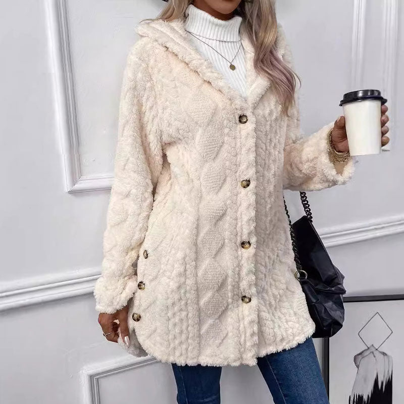 💎❄️ Neu im Trend: Damen-Jacke mit Rautenstruktur und Kapuze – Flauschige Wärme, lässige Passform & stilvolle Winter-Optik 🧥