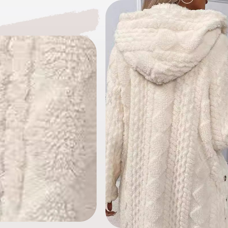 💎❄️ Neu im Trend: Damen-Jacke mit Rautenstruktur und Kapuze – Flauschige Wärme, lässige Passform & stilvolle Winter-Optik 🧥