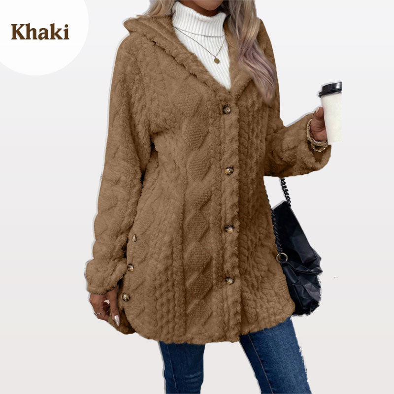 💎❄️ Neu im Trend: Damen-Jacke mit Rautenstruktur und Kapuze – Flauschige Wärme, lässige Passform & stilvolle Winter-Optik 🧥