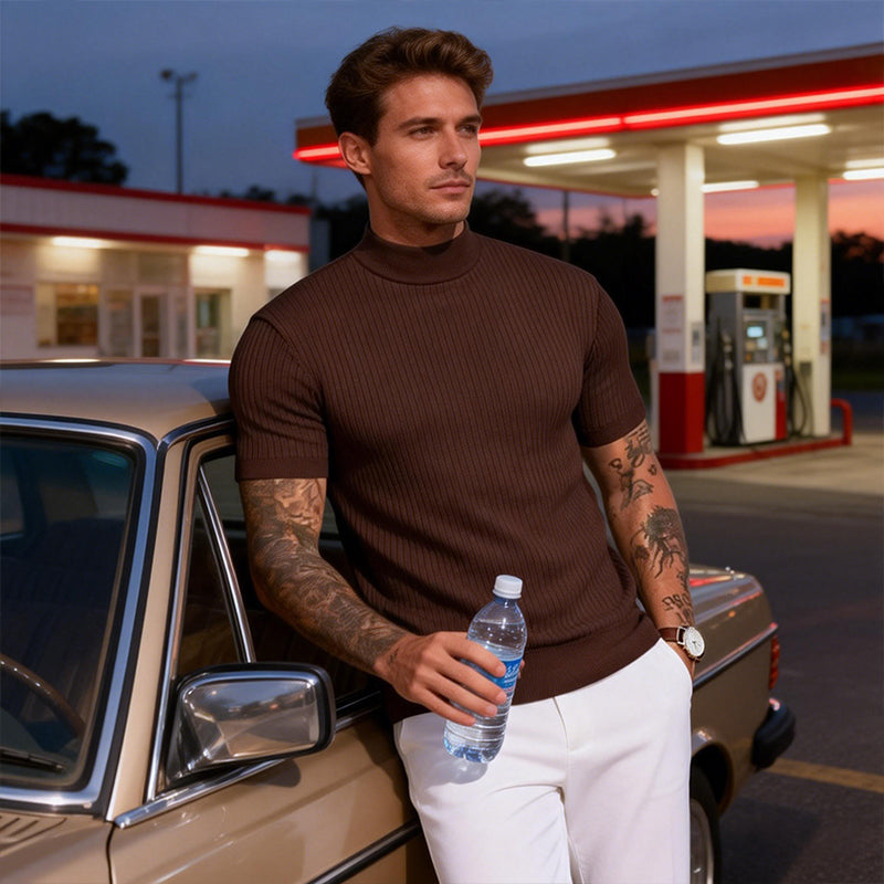 💎 Legere Slim-Fit Herren-T-Shirts mit Stehkragen