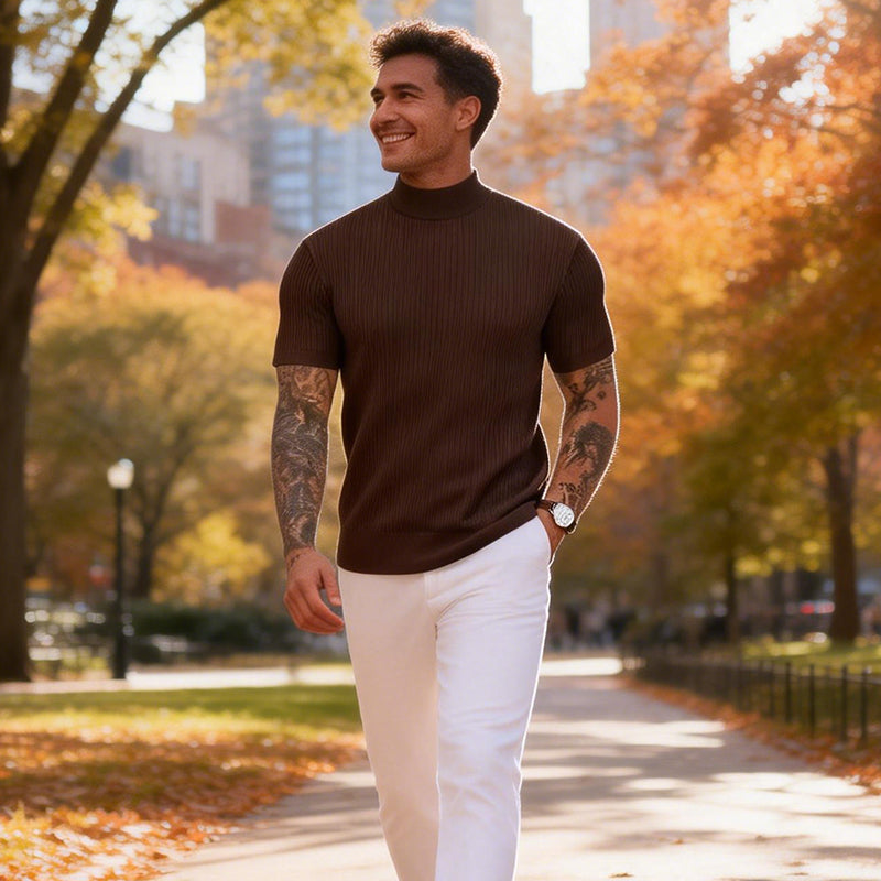 💎 Legere Slim-Fit Herren-T-Shirts mit Stehkragen
