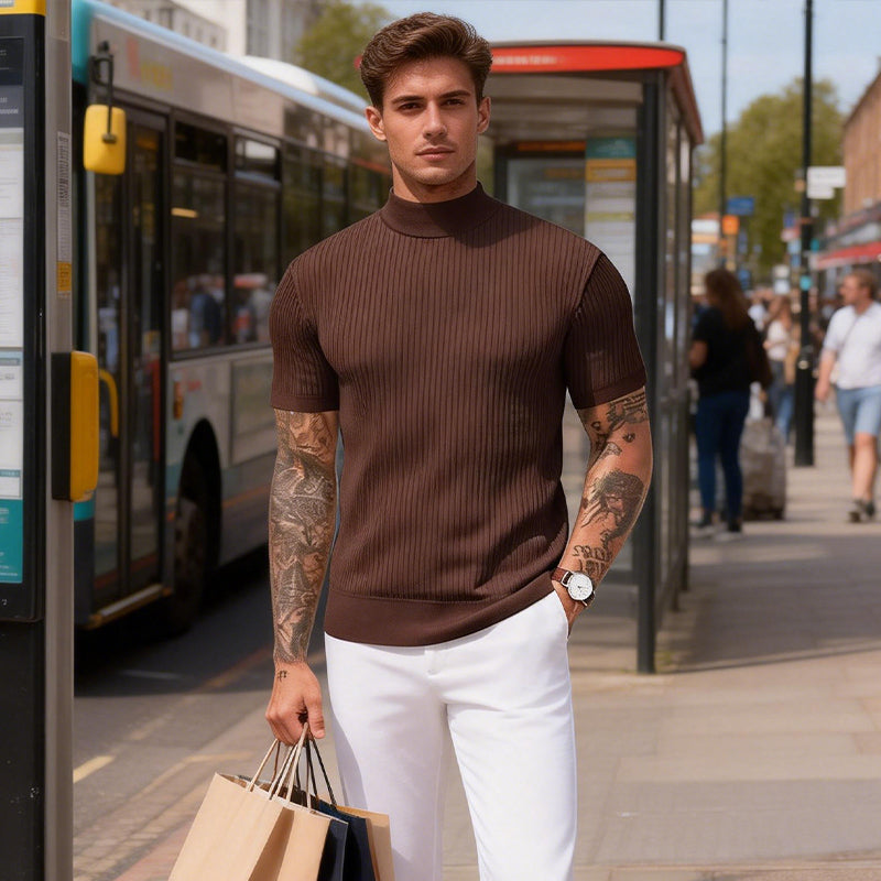 💎 Legere Slim-Fit Herren-T-Shirts mit Stehkragen