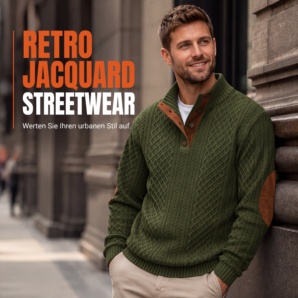 🌙Legeres, lockeres Jacquard-Sweatshirt für Herren