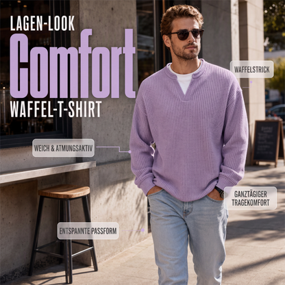 ✨  Herren Waffel-T-Shirt im Layer-Look | Bequemer Alltagsstil mit eleganter Struktur 👚