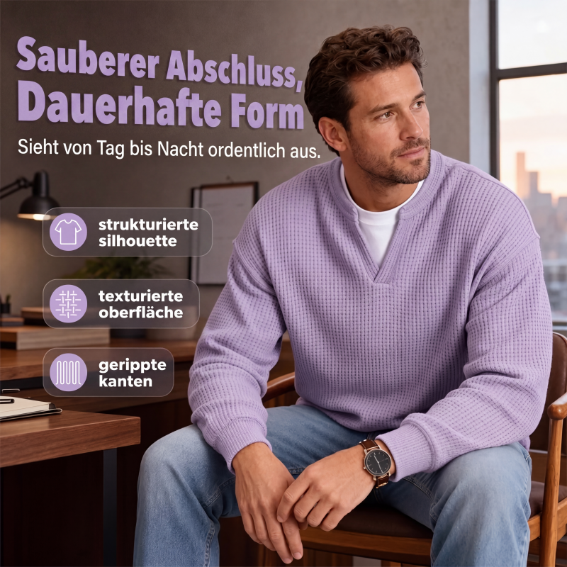 ✨  Herren Waffel-T-Shirt im Layer-Look | Bequemer Alltagsstil mit eleganter Struktur 👚