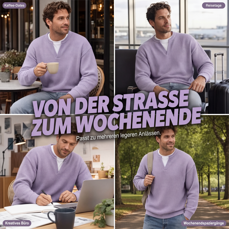 ✨  Herren Waffel-T-Shirt im Layer-Look | Bequemer Alltagsstil mit eleganter Struktur 👚