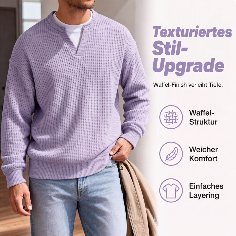 ✨  Herren Waffel-T-Shirt im Layer-Look | Bequemer Alltagsstil mit eleganter Struktur 👚