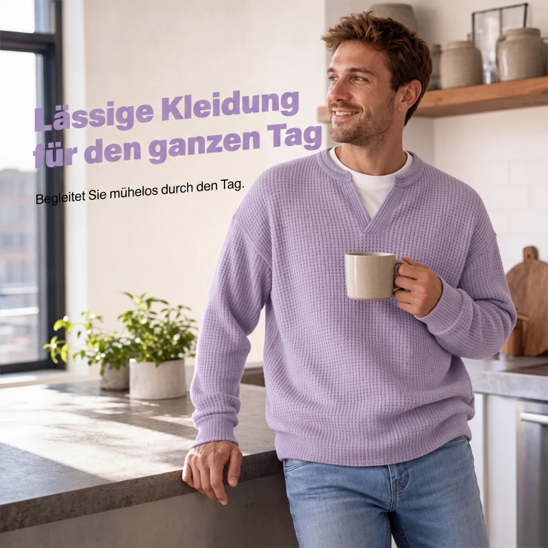 ✨  Herren Waffel-T-Shirt im Layer-Look | Bequemer Alltagsstil mit eleganter Struktur 👚