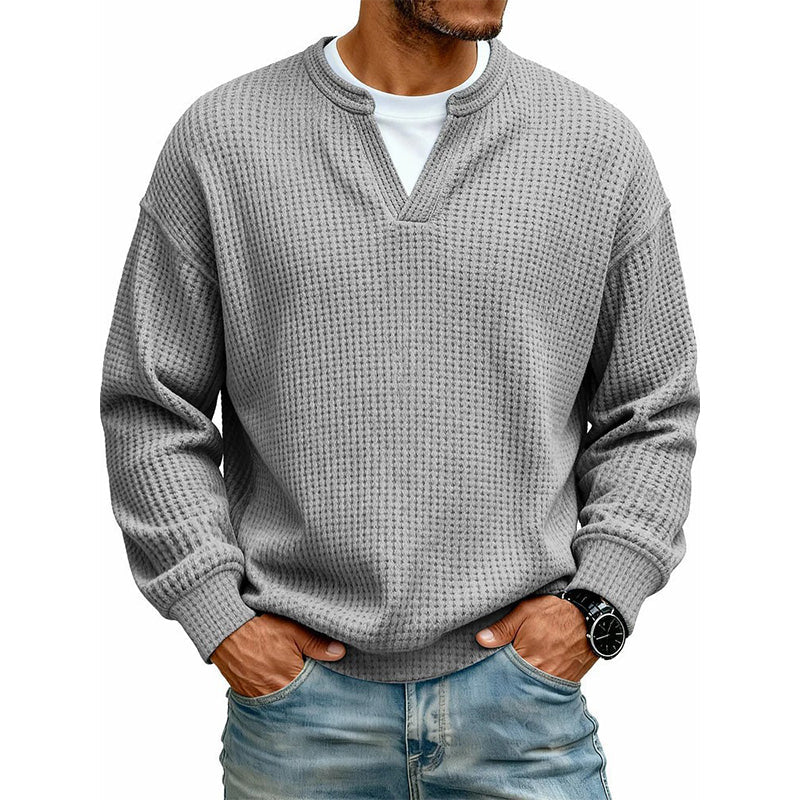 ✨  Herren Waffel-T-Shirt im Layer-Look | Bequemer Alltagsstil mit eleganter Struktur 👚